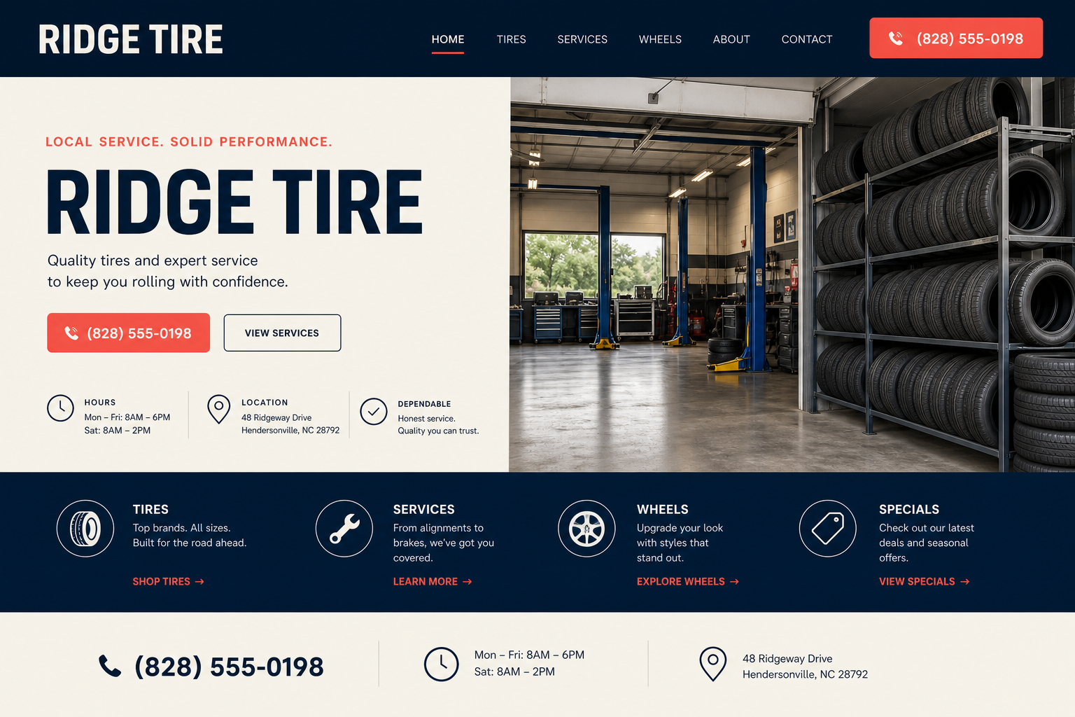 Refreshed Ridge Tire website