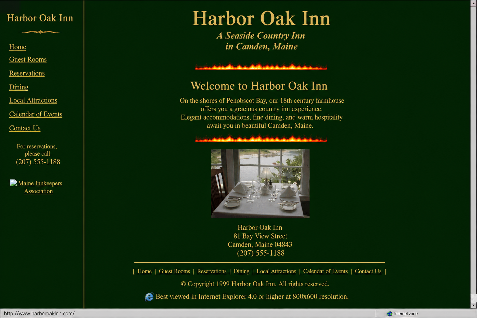 Dated Harbor Oak Inn website